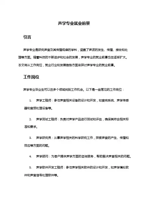声学专业就业前景