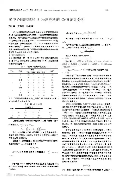 多中心临床试验2_r表资料的CMH统计分析
