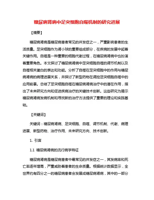 糖尿病肾病中足突细胞自噬机制的研究进展
