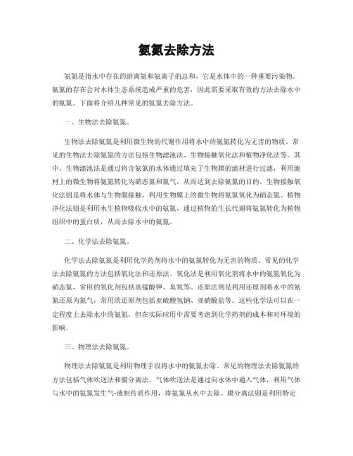 氨氮去除方法