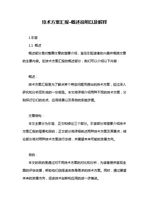 技术方案汇报-概述说明以及解释