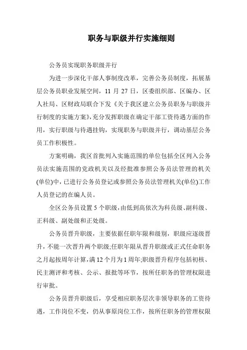 职务与职级并行实施细则