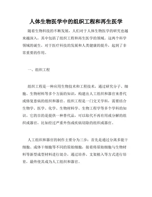 人体生物医学中的组织工程和再生医学