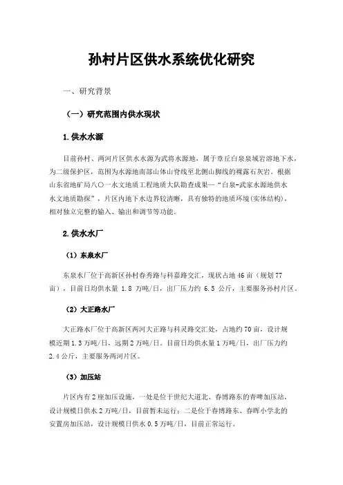孙村片区供水系统优化研究