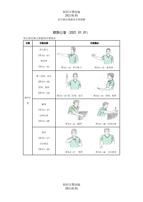 羽毛球比赛裁判手势图解之欧阳引擎创编