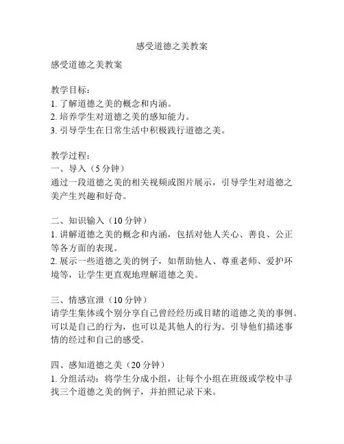 感受道德之美教案