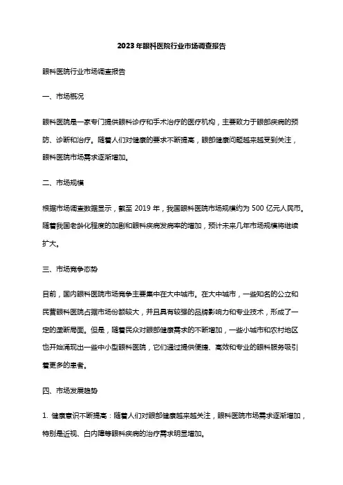 2023年眼科医院行业市场调查报告