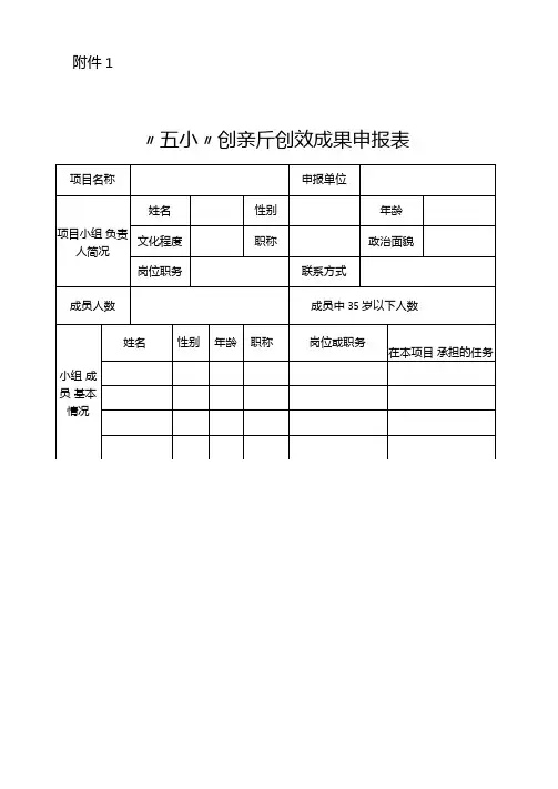五小创新创效成果申报表含说明书