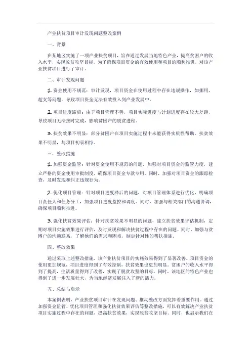 产业扶贫项目审计发现问题整改案例
