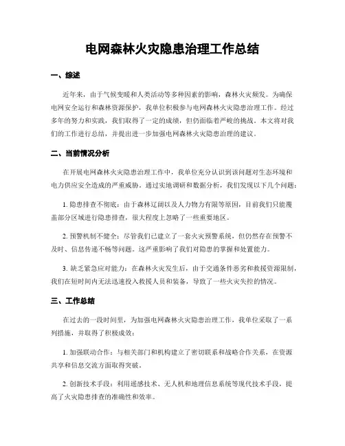 电网森林火灾隐患治理工作总结