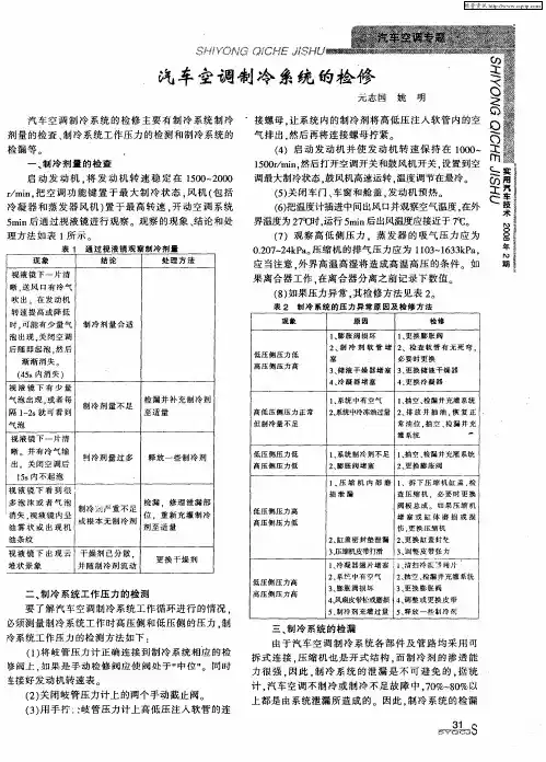 汽车空调制冷系统的检修
