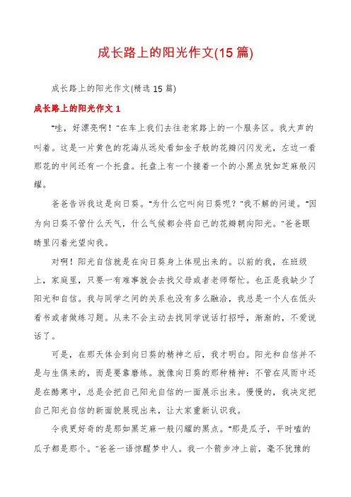 成长路上的阳光作文(15篇)