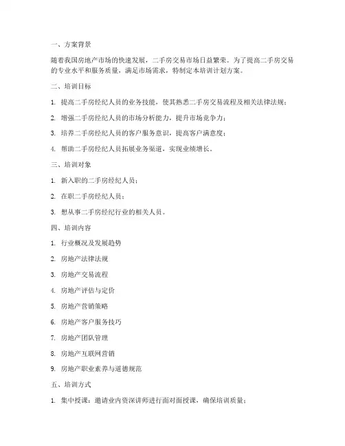 二手房地产培训计划方案