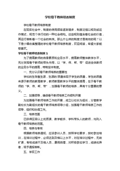 学校骨干教师培养制度