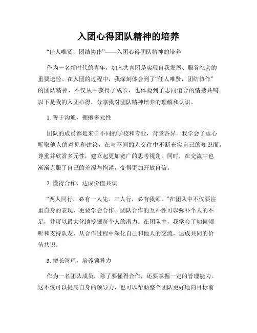 入团心得团队精神的培养