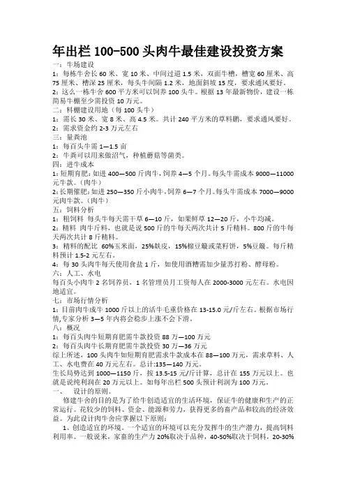 年出栏100头肉牛最佳建设投资方案