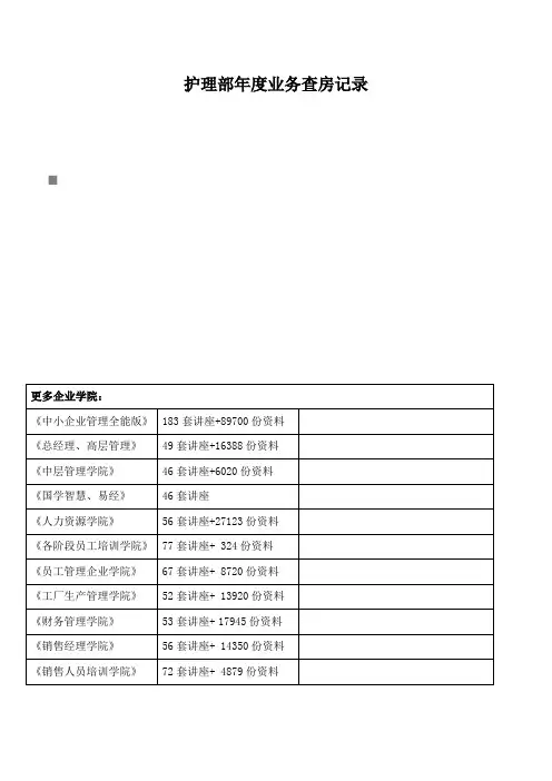 护理部年度业务查房记录