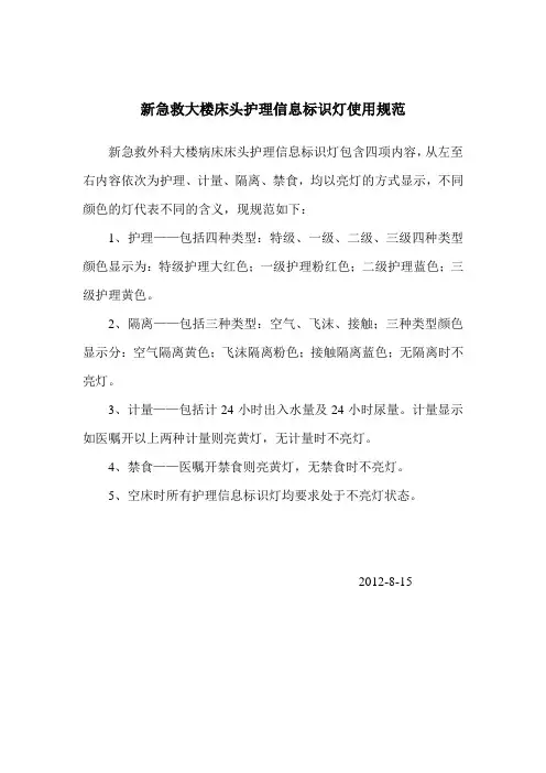 护理信息床头标识规范
