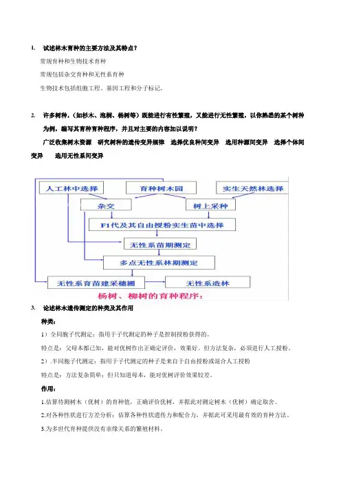 林木遗传育种题目与答案