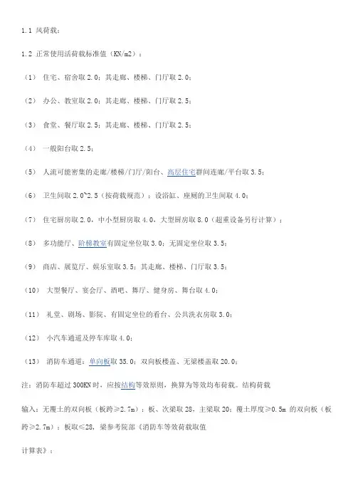 常用荷载取值