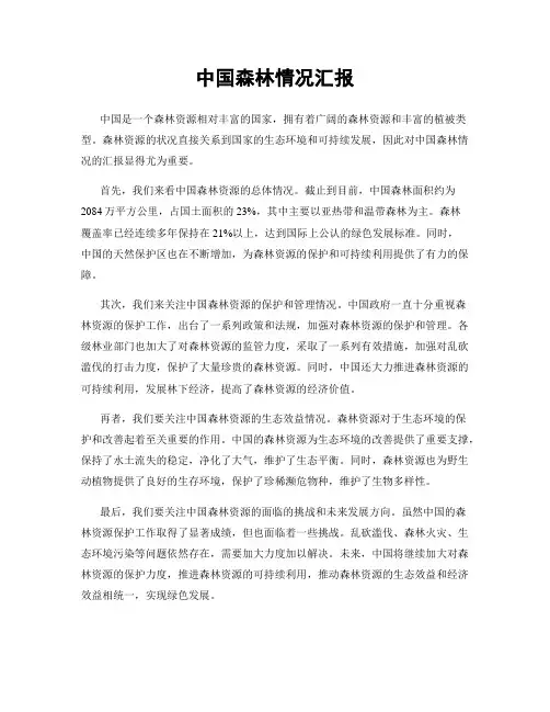 中国森林情况汇报
