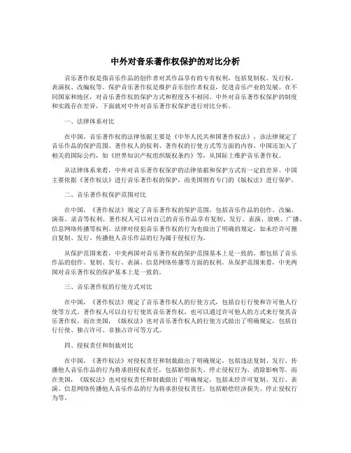 中外对音乐著作权保护的对比分析
