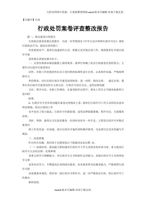 【行政】行政处罚案卷评查整改报告