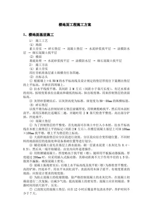 楼地面工程施工方案