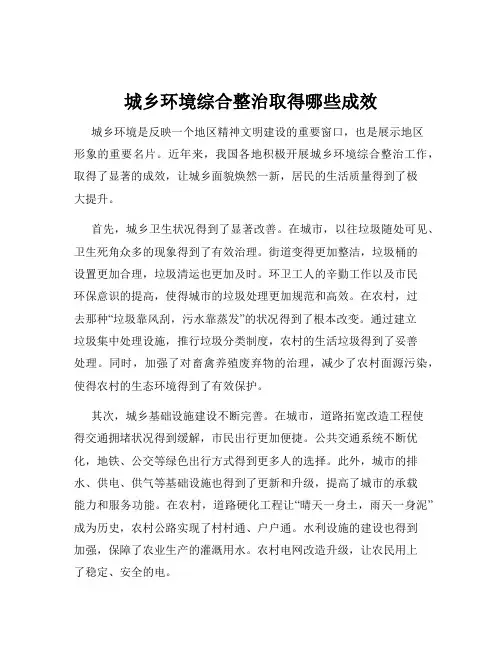 城乡环境综合整治取得哪些成效