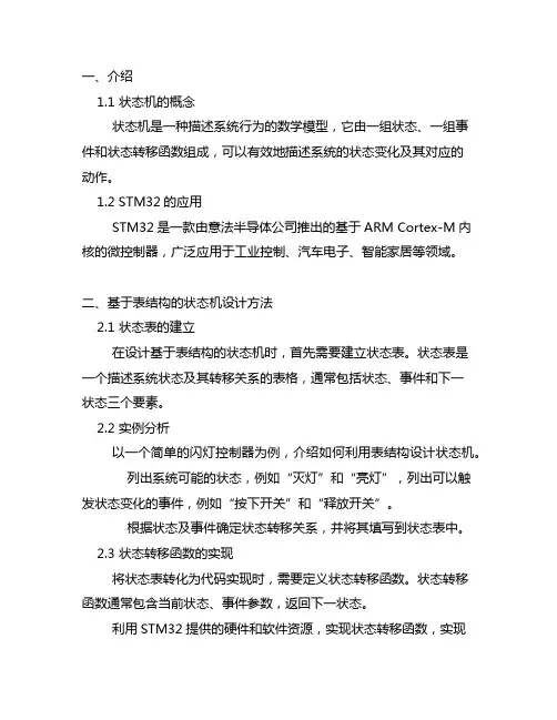 stm32基于表结构的状态机设计方法