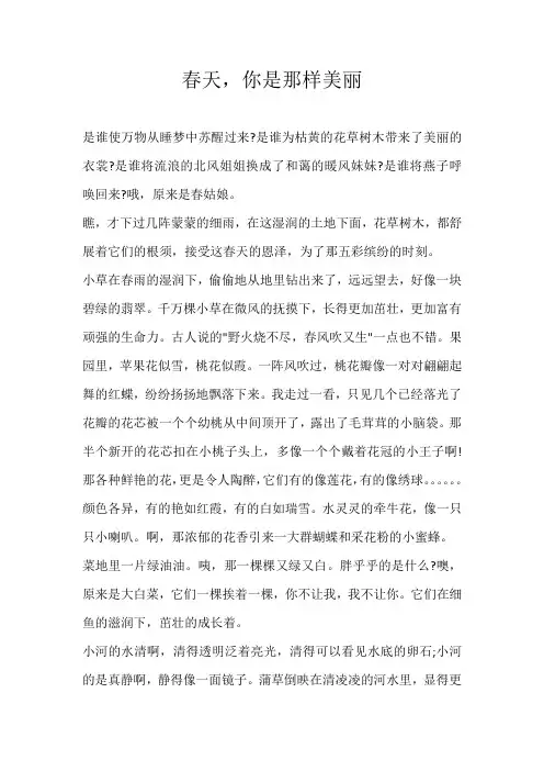 初一写景春天，你是那样美丽