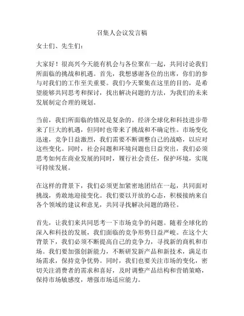召集人会议发言稿