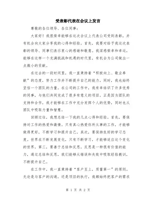 受表彰代表在会议上发言