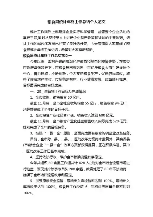 粮食局统计年终工作总结个人范文