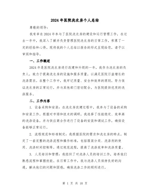 2024年医院洗衣房个人总结（二篇）