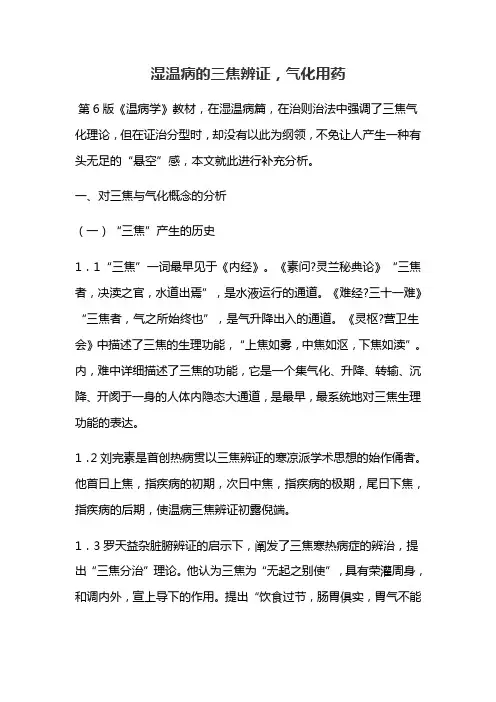 湿温病的三焦辨证,气化用药