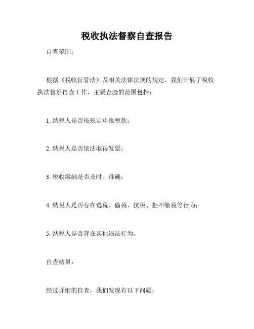 税收执法督察自查报告