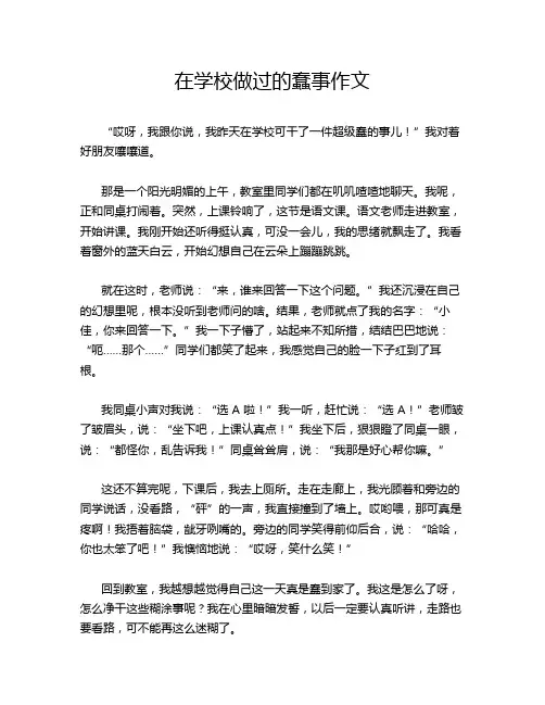在学校做过的蠢事作文