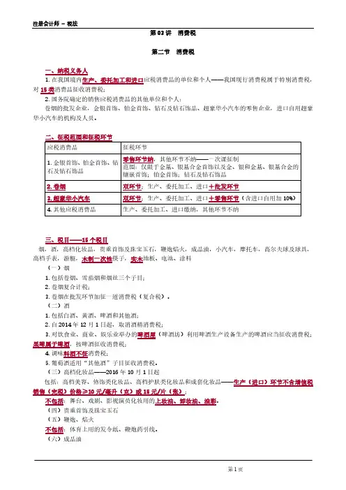 注册会计师 - 税法第0203讲 消费税