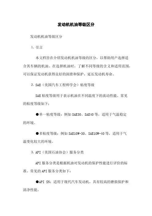 发动机机油等级区分