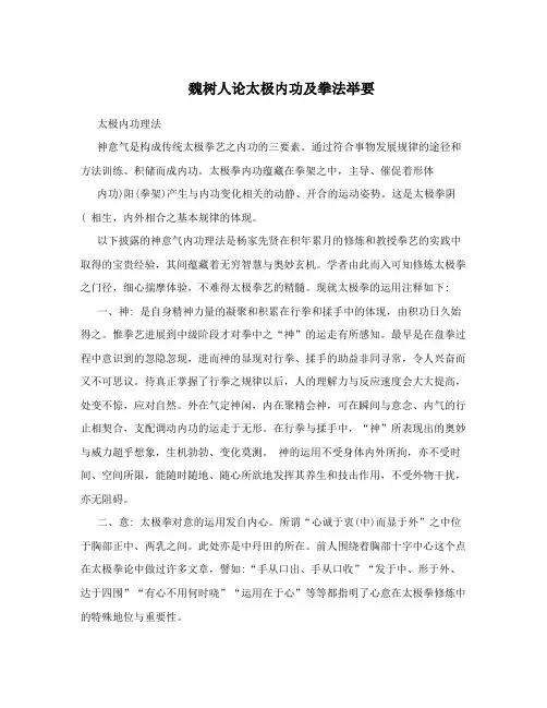 魏树人论太极内功及拳法举要