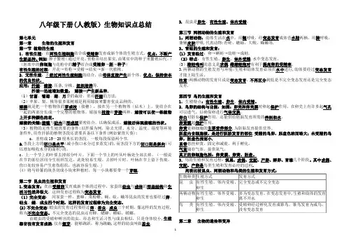 人教版八年级下册生物知识点总结