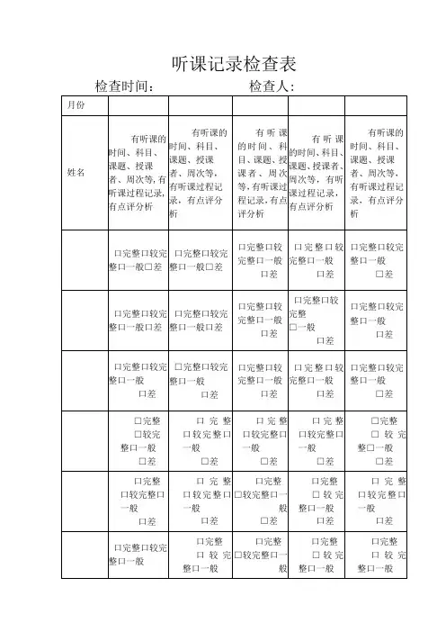 教师听课记录检查表
