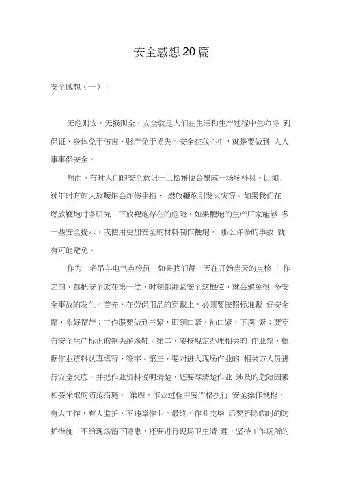 安全感想20篇