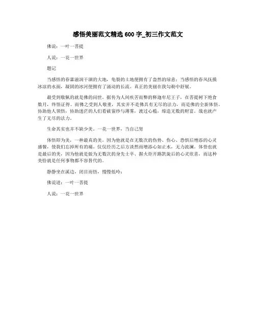 感悟美丽范文精选600字_初三作文范文