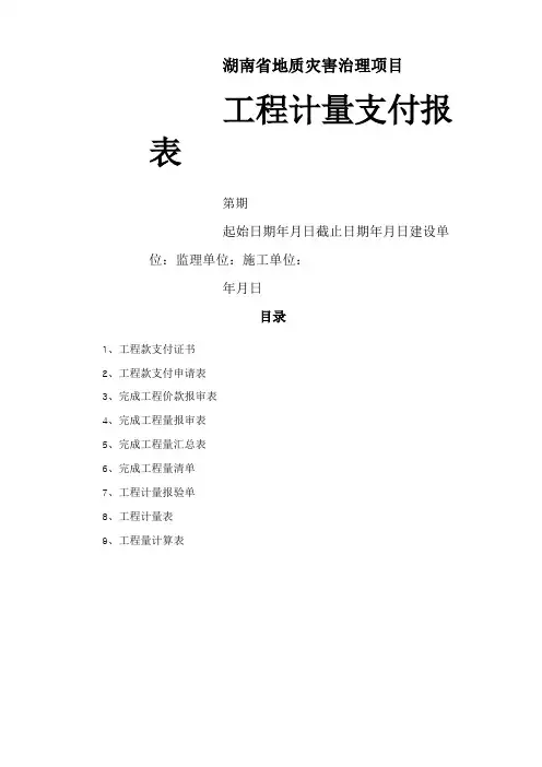 工程计量支付报表