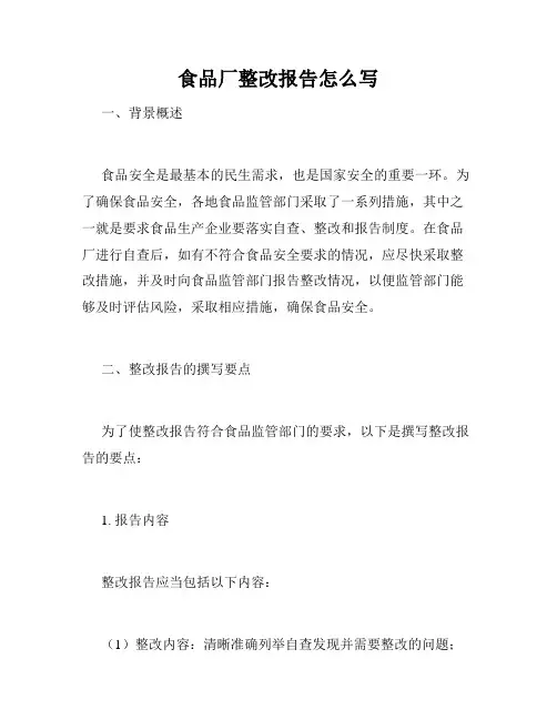 食品厂整改报告怎么写