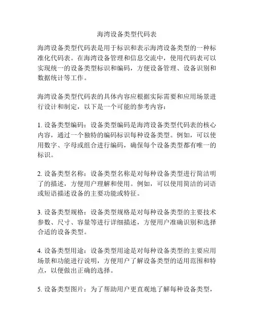 海湾设备类型代码表