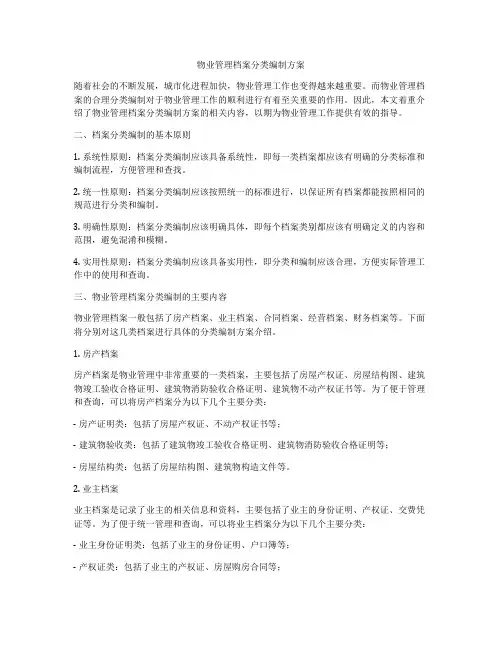 物业管理档案分类编制方案