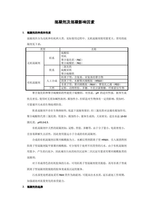 混凝剂及混凝影响因素